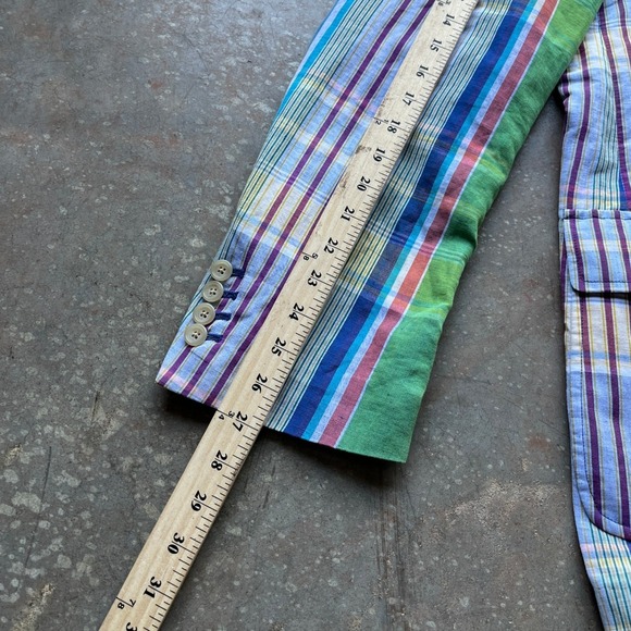 VTG Polo Ralph Lauren Men's Plaid Madras Linen Cotton Blend Blazer Jacket XL - Picture 8 of 8